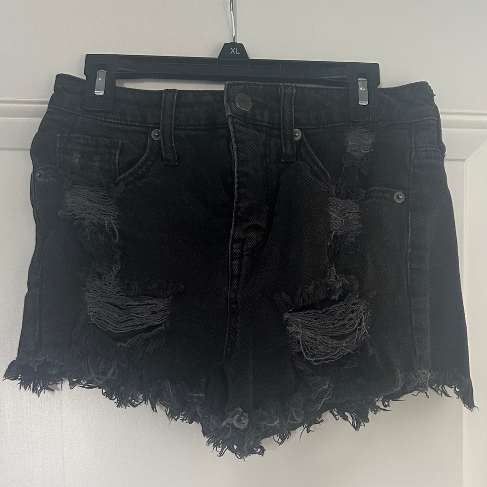 Mossimo Supply Co. Black Distressed High Rise Denim Shorts